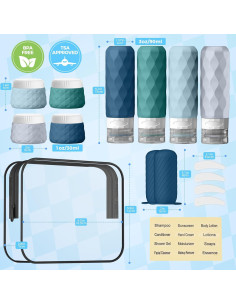 Set de 16 Botellas de Viaje Silevoler Aprobadas por TSA 2