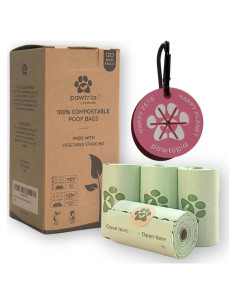 Bolsas de Poop Compostables Pawtopia 120 Unidades + Portabolsas