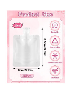 Set de 20 Bolsas de Líquido de Viaje EORTA 30ml a Prueba de Fugas 2