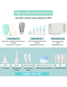 Juego de Aseo de Viaje 18 Piezas DingCo - Aprobado TSA 2