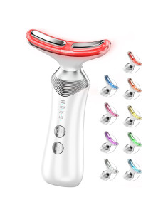 Masajeador Facial 9-en-1 Duomeilin Blanco con Luz Roja