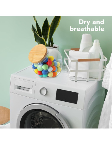 Contenedor de Pelotas de Secadora Teenyyou 2100 ml con Tapa de Bambú