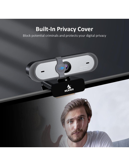 Webcam NexiGo N660P 1080P 60FPS con Micrófono y Privacidad