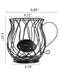 Soporte para cápsulas de café ZEAYEA, cesta metálica negra 60 cápsulas 2