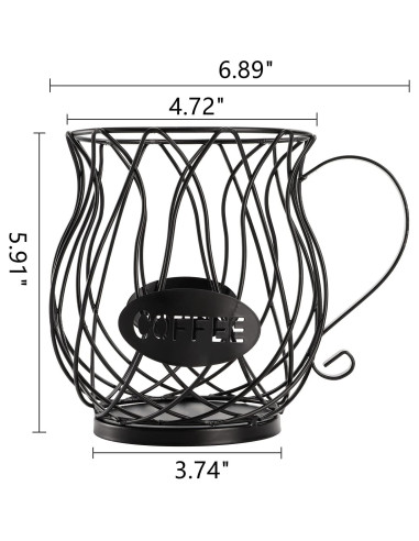 Soporte para cápsulas de café ZEAYEA, cesta metálica negra 60 cápsulas