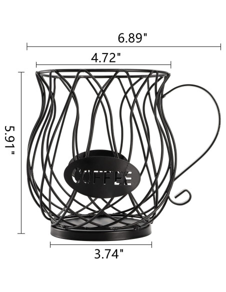 Soporte para cápsulas de café ZEAYEA, cesta metálica negra 60 cápsulas