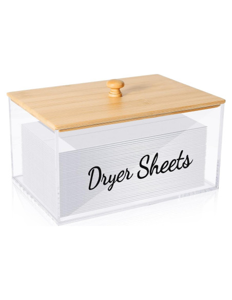 Dispensador de Hojas de Secadora JYPS Acrílico con Tapa de Bambú