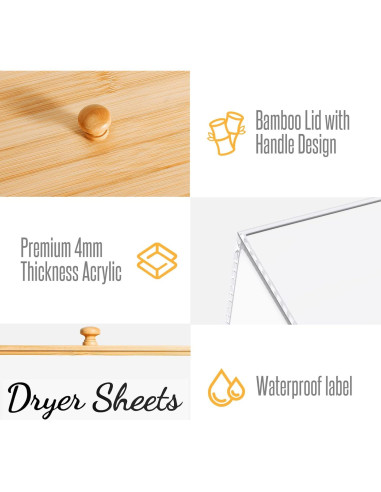 Dispensador de Hojas de Secadora JYPS Acrílico con Tapa de Bambú