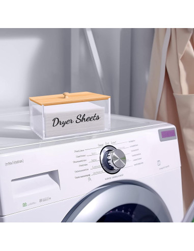 Dispensador de Hojas de Secadora JYPS Acrílico con Tapa de Bambú