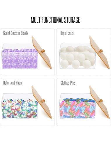 Dispensador de Hojas de Secadora JYPS Acrílico con Tapa de Bambú