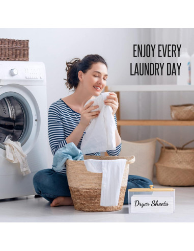 Dispensador de Hojas de Secadora JYPS Acrílico con Tapa de Bambú