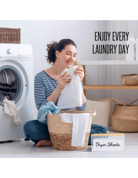 Dispensador de Hojas de Secadora JYPS Acrílico con Tapa de Bambú