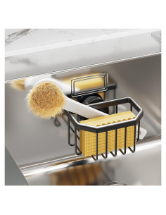 Soporte para Esponjas TAILI Negro con Ventosa Fuerte y Drenaje