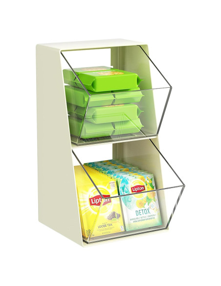 Organizador de Bolsas de Té Acrílico BILLION GOLD 2 Cajones Blanco