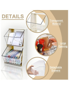 Organizador de Bolsas de Té Acrílico BILLION GOLD 2 Cajones Blanco 2