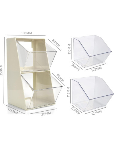 Organizador de Bolsas de Té Acrílico BILLION GOLD 2 Cajones Blanco