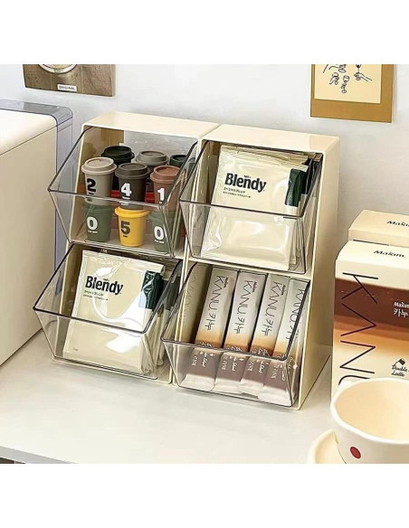 Organizador de Bolsas de Té Acrílico BILLION GOLD 2 Cajones Blanco