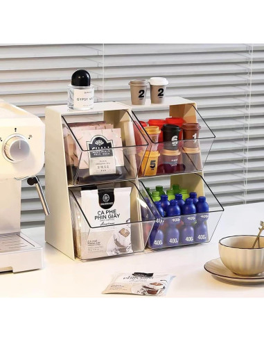 Organizador de Bolsas de Té Acrílico BILLION GOLD 2 Cajones Blanco