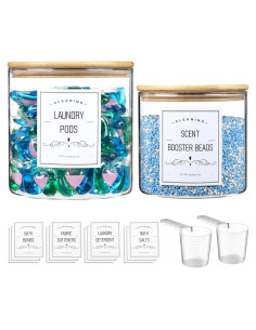 Conjunto de 2 Tarros de Vidrio CYYKDA 3.03L con Tapa de Bambú