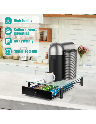 Cajón para cápsulas de café ROWISE vidrio templado 40 cápsulas