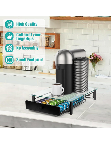 Cajón para cápsulas de café ROWISE vidrio templado 40 cápsulas