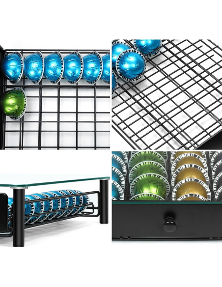 Cajón para cápsulas de café ROWISE vidrio templado 40 cápsulas