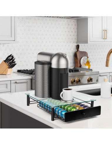 Cajón para cápsulas de café ROWISE vidrio templado 40 cápsulas