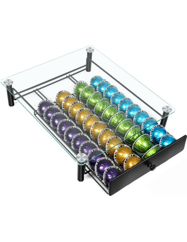 Cajón para cápsulas de café ROWISE vidrio templado 40 cápsulas