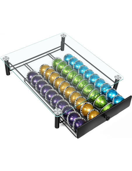 Cajón para cápsulas de café ROWISE vidrio templado 40 cápsulas