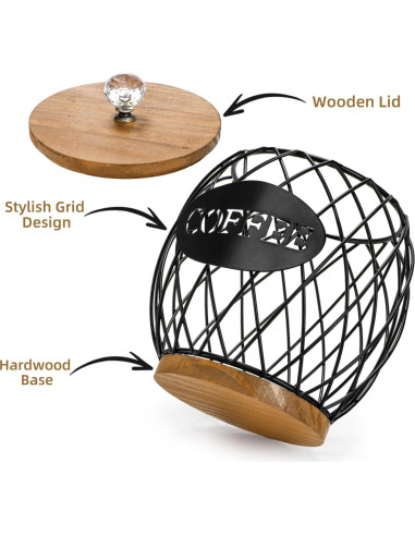 Soporte redondo para cápsulas de café WRINGKIT con tapa