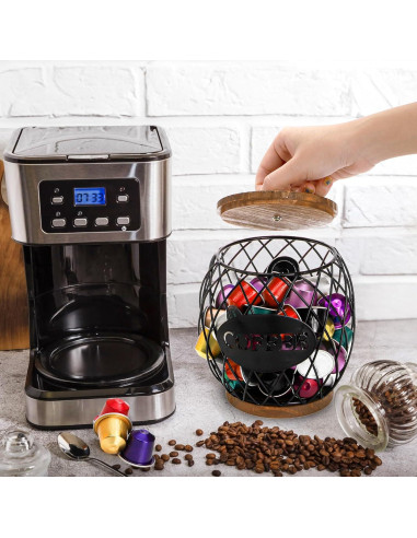 Soporte redondo para cápsulas de café WRINGKIT con tapa