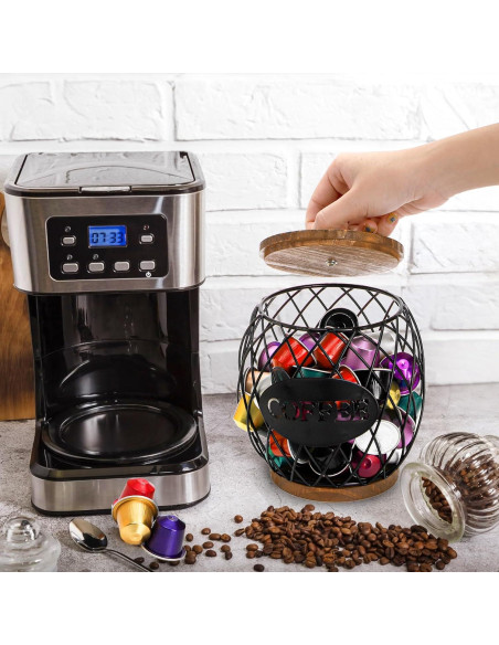 Soporte redondo para cápsulas de café WRINGKIT con tapa