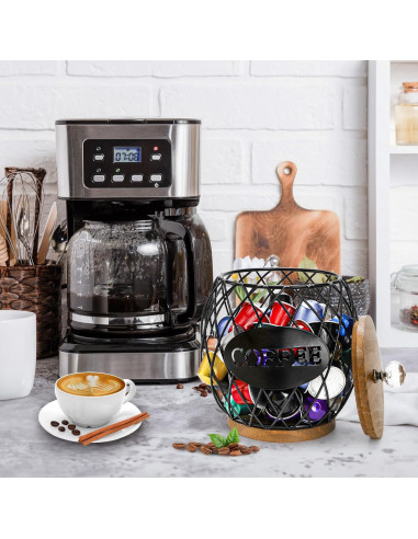 Soporte redondo para cápsulas de café WRINGKIT con tapa