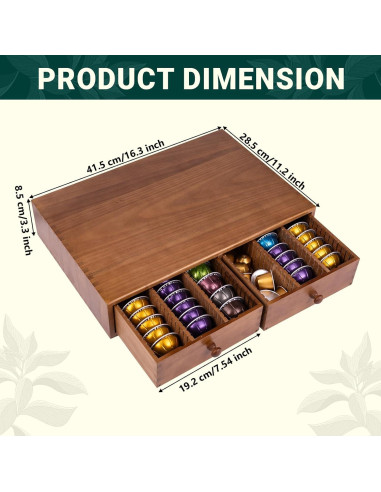 Soporte Organizador de Cápsulas de Café WodGod Madera 41.4x28.4cm