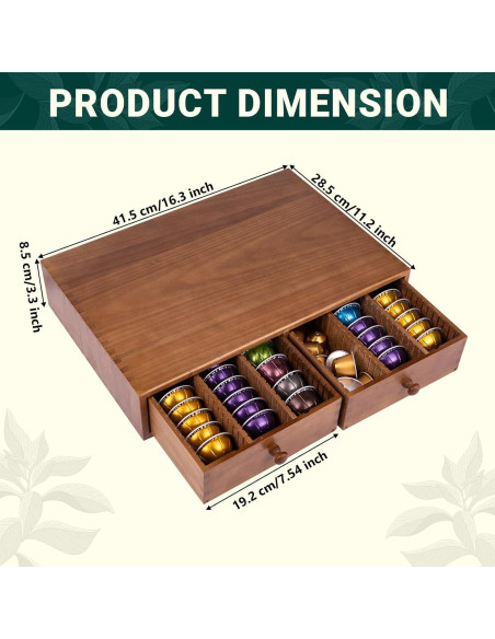 Soporte Organizador de Cápsulas de Café WodGod Madera 41.4x28.4cm
