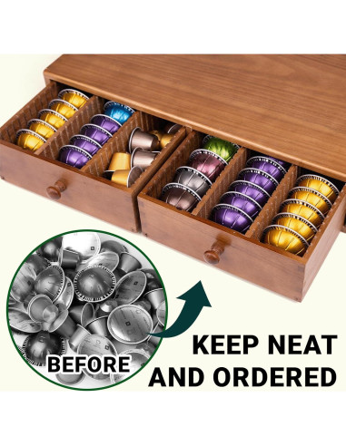 Soporte Organizador de Cápsulas de Café WodGod Madera 41.4x28.4cm
