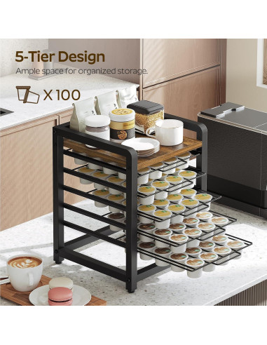 Soporte Organizador de Cápsulas de Café YATINEY 5 Niveles 100 K-Cups