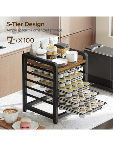Soporte Organizador de Cápsulas de Café YATINEY 5 Niveles 100 K-Cups