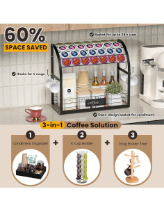 Organizador de Estación de Café Greatseas 2 Niveles Negro 2