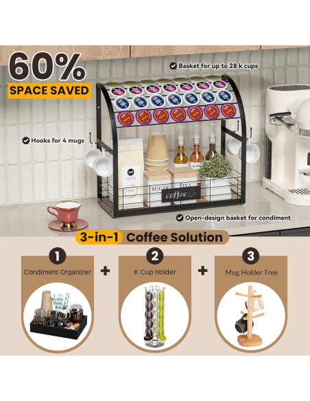 Organizador de Estación de Café Greatseas 2 Niveles Negro