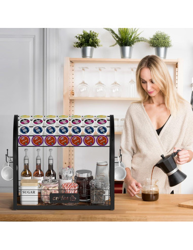 Organizador de Estación de Café Greatseas 2 Niveles Negro