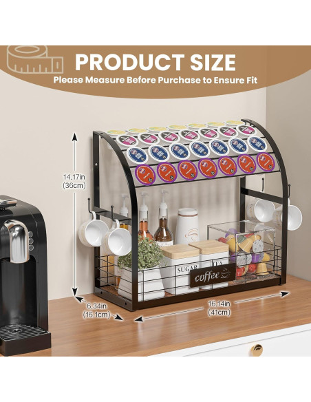 Organizador de Estación de Café Greatseas 2 Niveles Negro