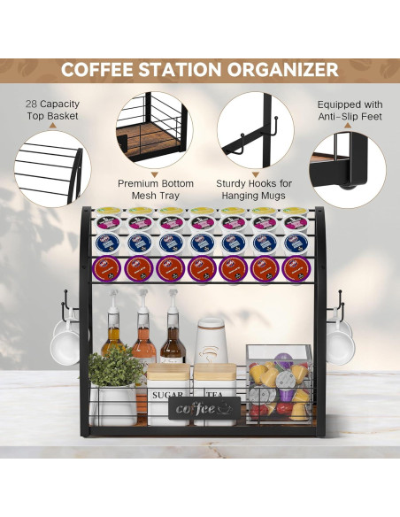 Organizador de Estación de Café Greatseas 2 Niveles Negro