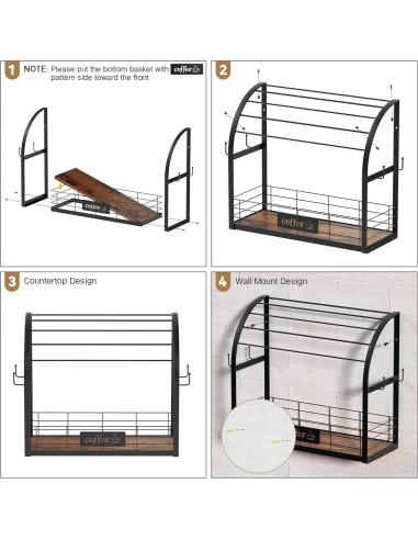 Organizador de Estación de Café Greatseas 2 Niveles Negro