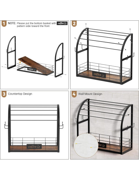 Organizador de Estación de Café Greatseas 2 Niveles Negro