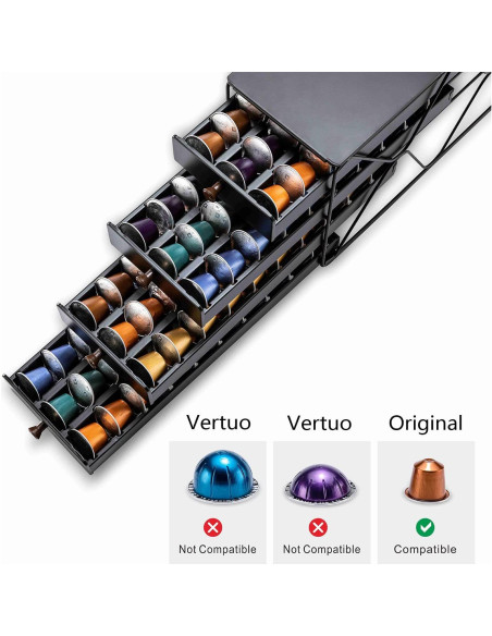 Cajón Organizador de Cápsulas de Café ZCDCP 4 Niveles 120 Cápsulas