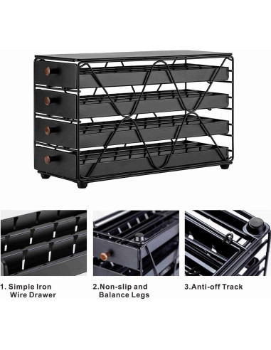 Cajón Organizador de Cápsulas de Café ZCDCP 4 Niveles 120 Cápsulas