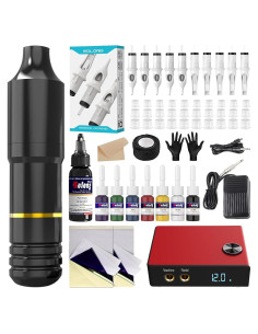 Kit Completo de Tatuaje Solong con Agujas y Tinta 60 Piezas