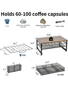 Organizador de K Cup Spacrea con 2 Cajones Deslizantes 2