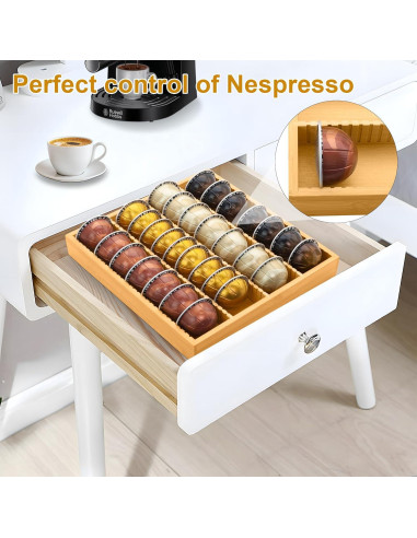 Soporte de Almacenamiento de Cápsulas de Café MinBoo de Bambú